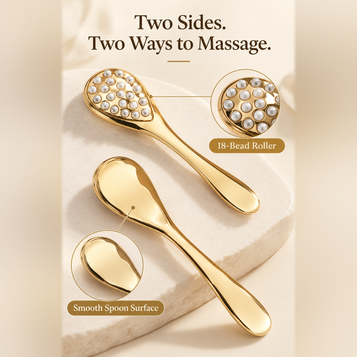 Dual-Sided Facial Massage Spoon with 18-Bead Roller