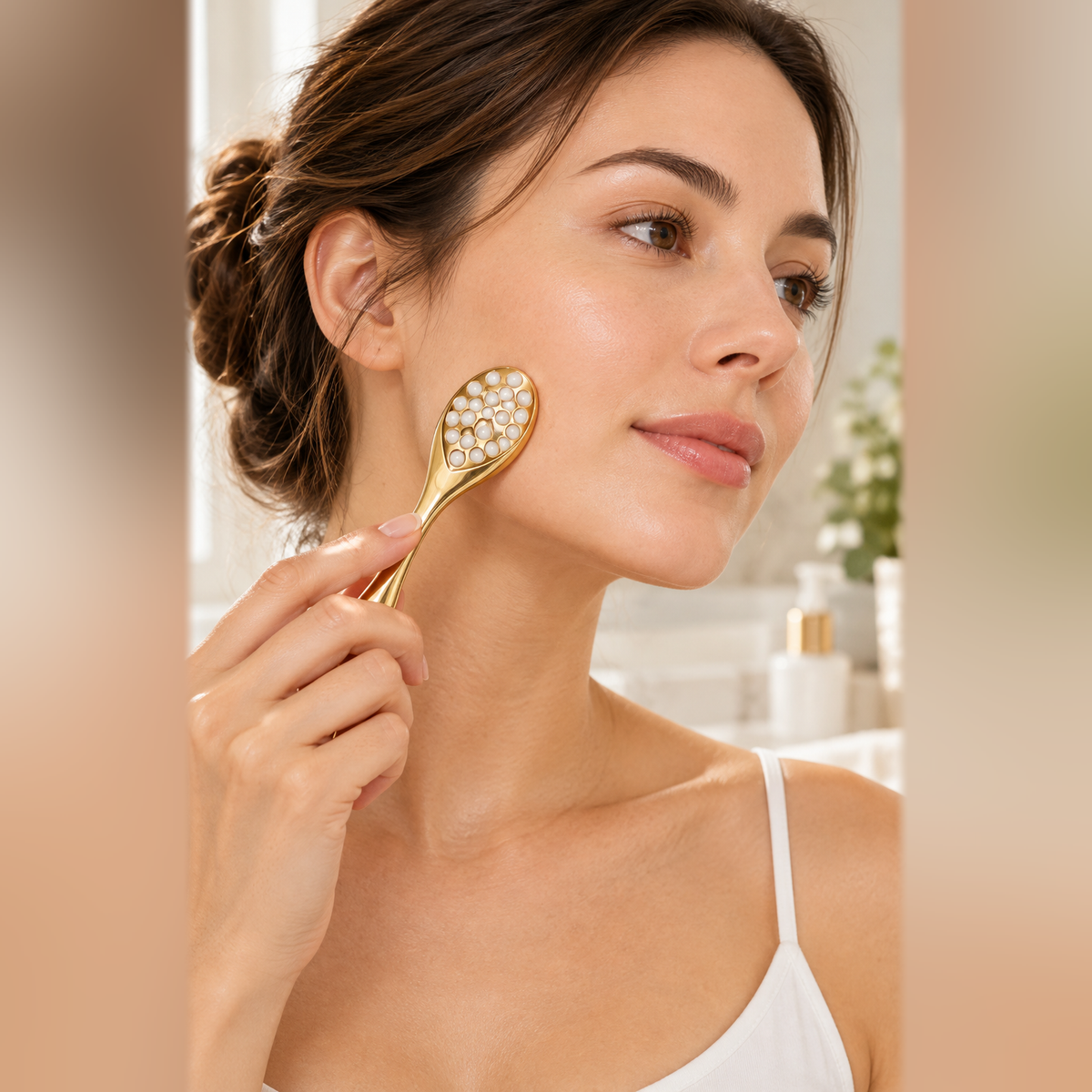Dual-Sided Facial Massage Spoon with 18-Bead Roller