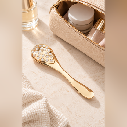 Dual-Sided Facial Massage Spoon with 18-Bead Roller