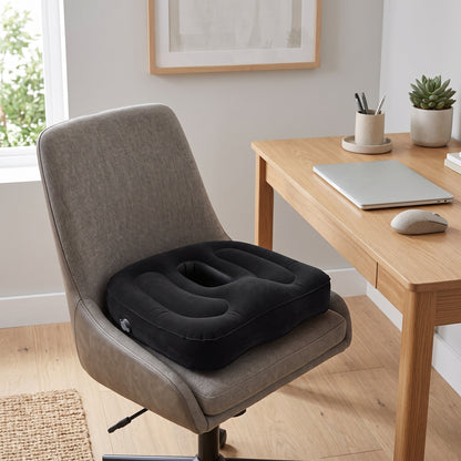 Inflatable Contoured Seat Cushion with Center Opening