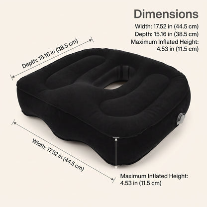 Inflatable Contoured Seat Cushion with Center Opening