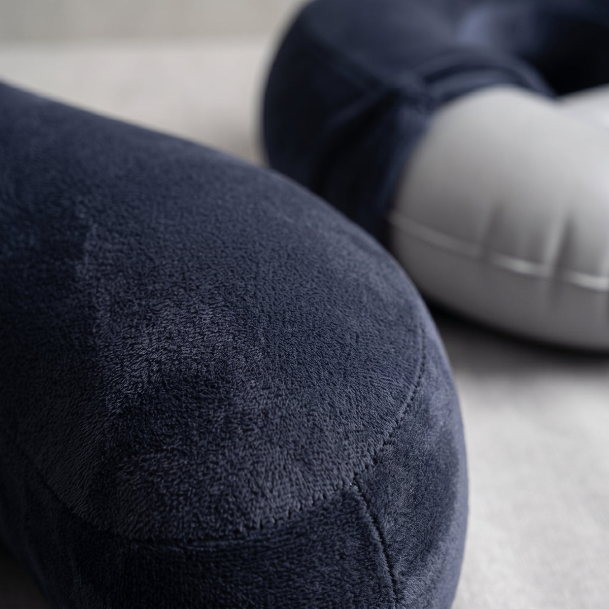 Inflatable Hooded Travel Neck Pillow with Removable Blackout Hood