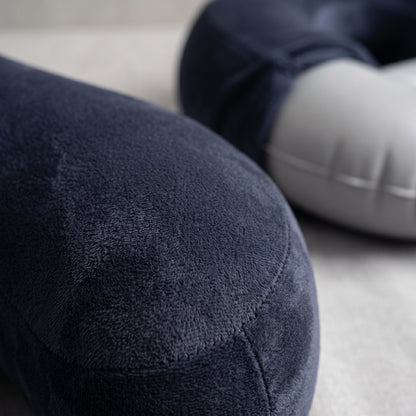 Inflatable Hooded Travel Neck Pillow with Removable Blackout Hood