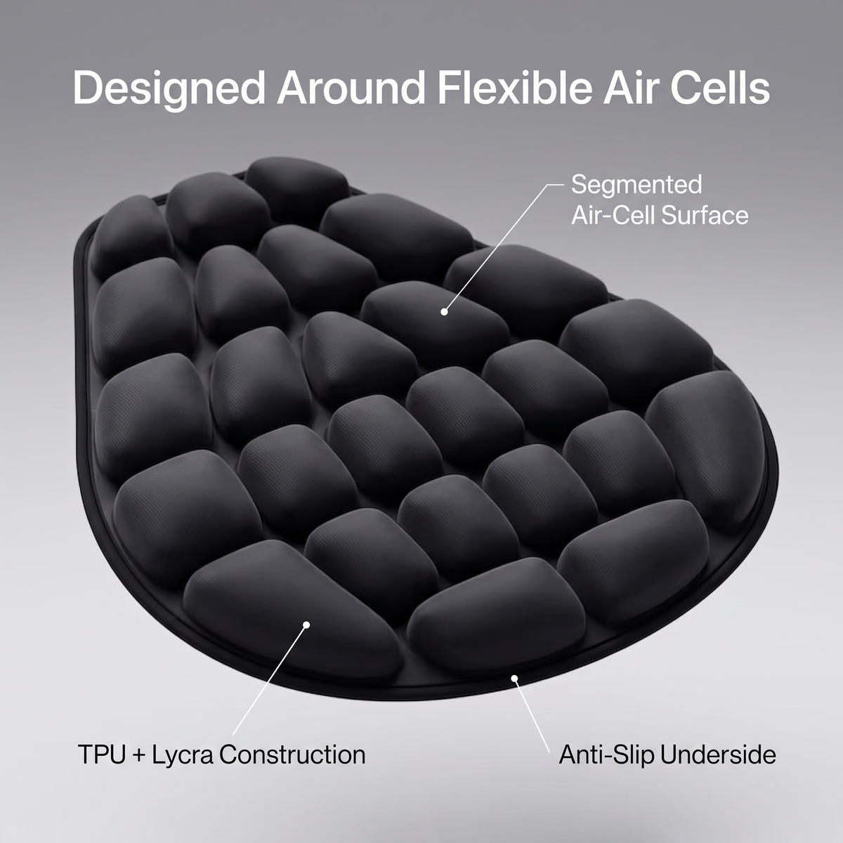Inflatable Motorcycle Air Seat Cushion with Ventilated Cell Design