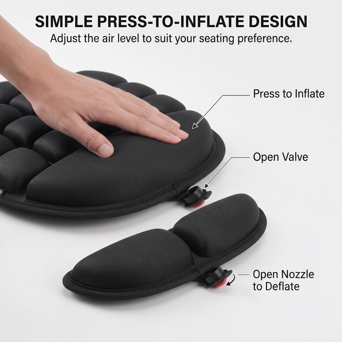 Inflatable Motorcycle Air Seat Cushion with Ventilated Cell Design