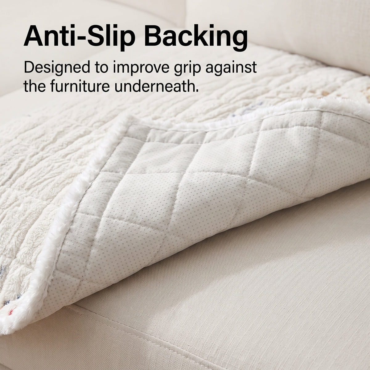 Jacquard Quilted Sofa Protector Cover with Anti-Slip Backing