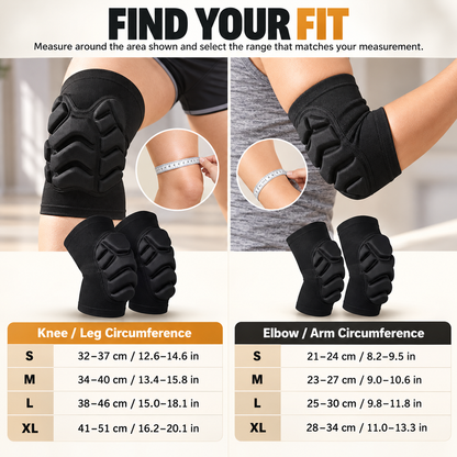 Segmented Cushion Knee & Elbow Support Sleeves, 2-Piece Pair
