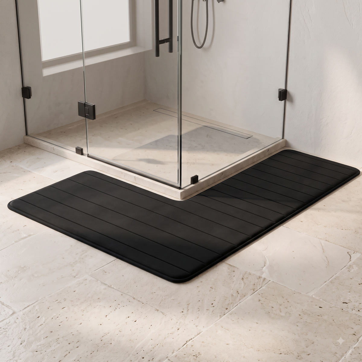 L-Shaped Absorbent Non-Slip Bathroom Floor Mat