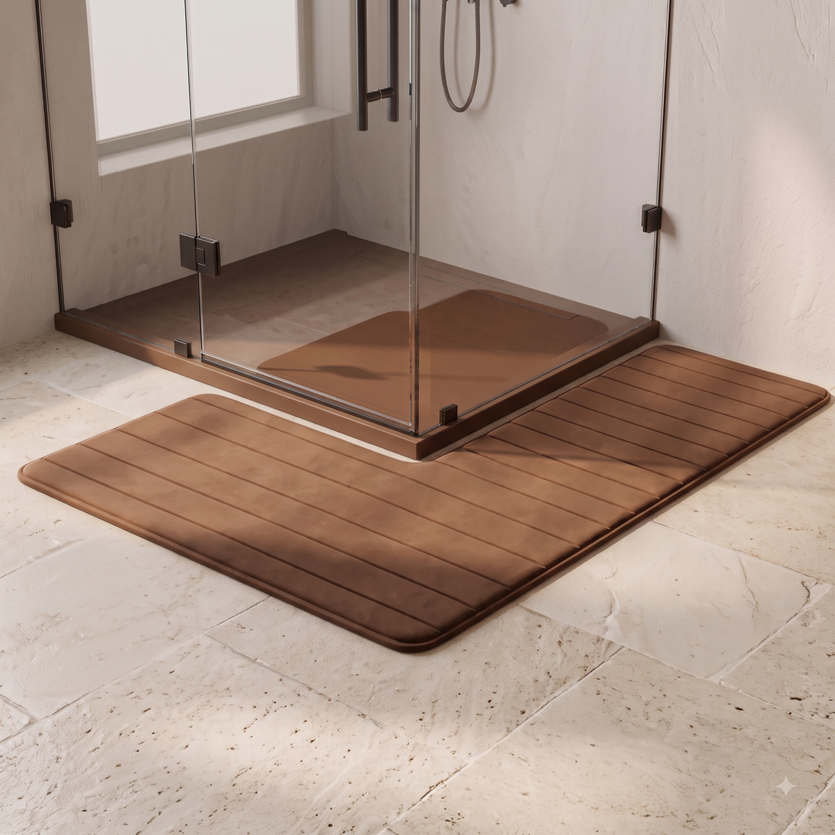 L-Shaped Absorbent Non-Slip Bathroom Floor Mat