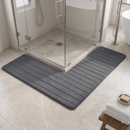 L-Shaped Absorbent Non-Slip Bathroom Floor Mat