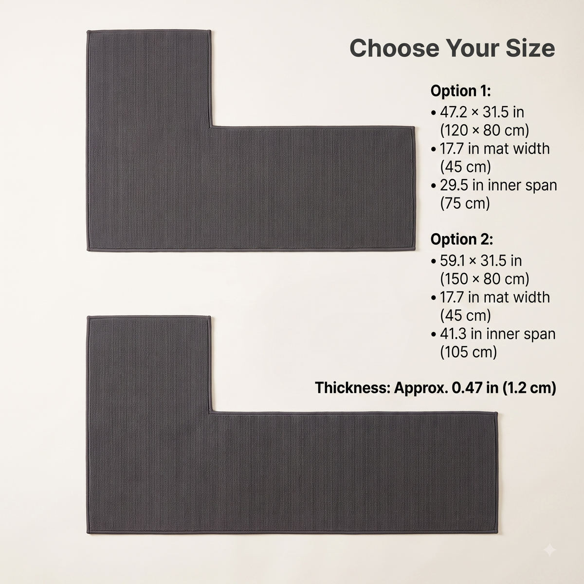 L-Shaped Absorbent Non-Slip Bathroom Floor Mat