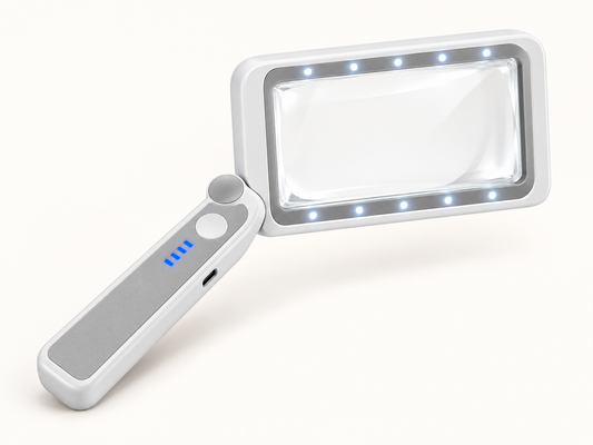 4X Rechargeable LED Magnifying Glass with Folding Handle