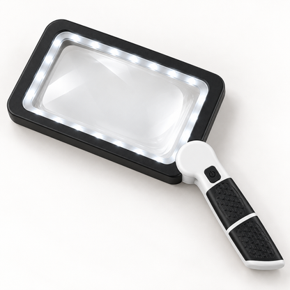 5X Large-View 48-LED Reading Magnifier with Adjustable Folding Handle