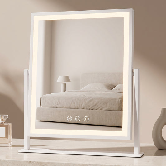 LED Vanity Makeup Mirror with 3-Color Lighting & 360° Rotation