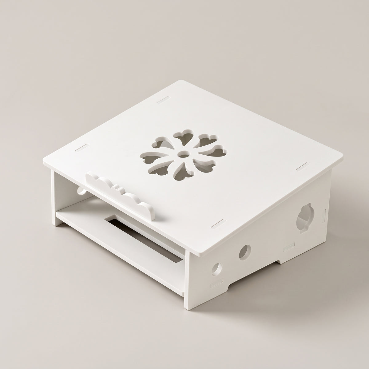 Laptop Riser Stand with Storage Shelf & Cable Management