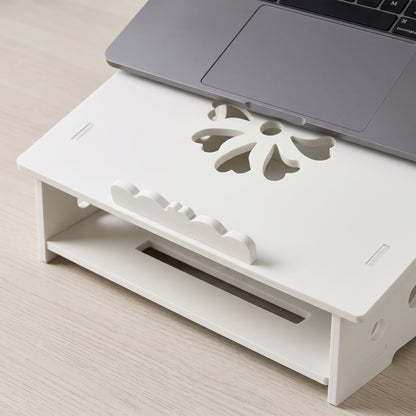 Laptop Riser Stand with Storage Shelf & Cable Management