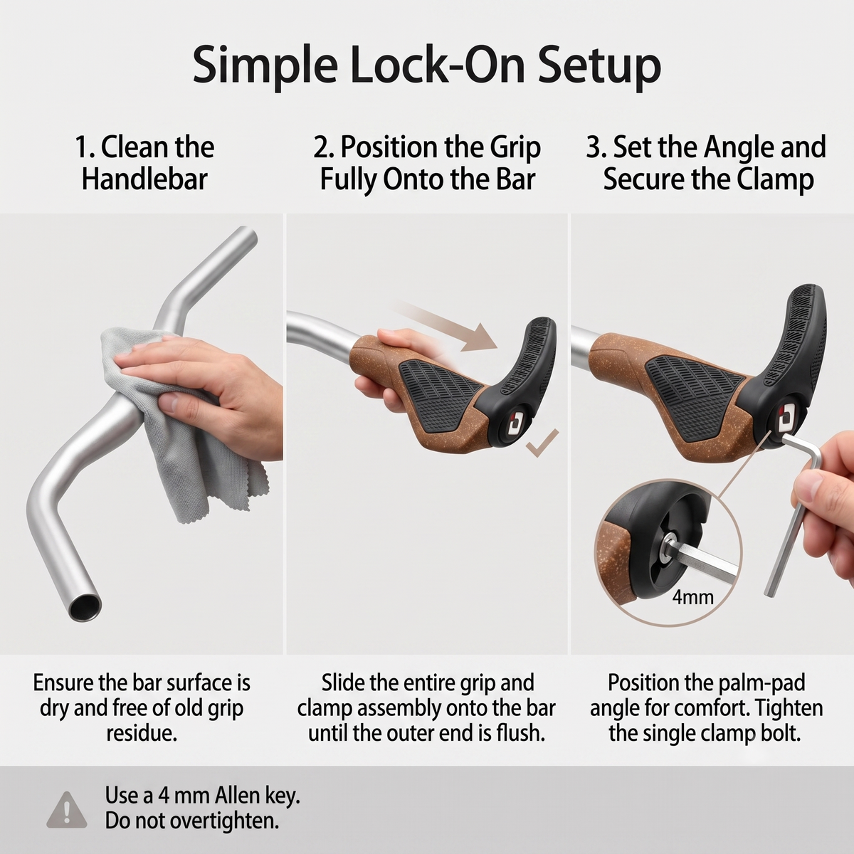 Ergonomic Lock-On Bicycle Grips with Adjustable Bar Ends
