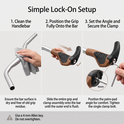 Ergonomic Lock-On Bicycle Grips with Adjustable Bar Ends