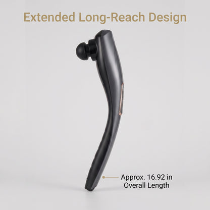 Long-Reach Percussion Massage Wand with 6 Interchangeable Heads
