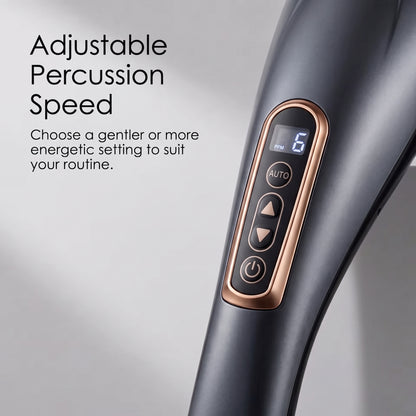 Long-Reach Percussion Massage Wand with 6 Interchangeable Heads