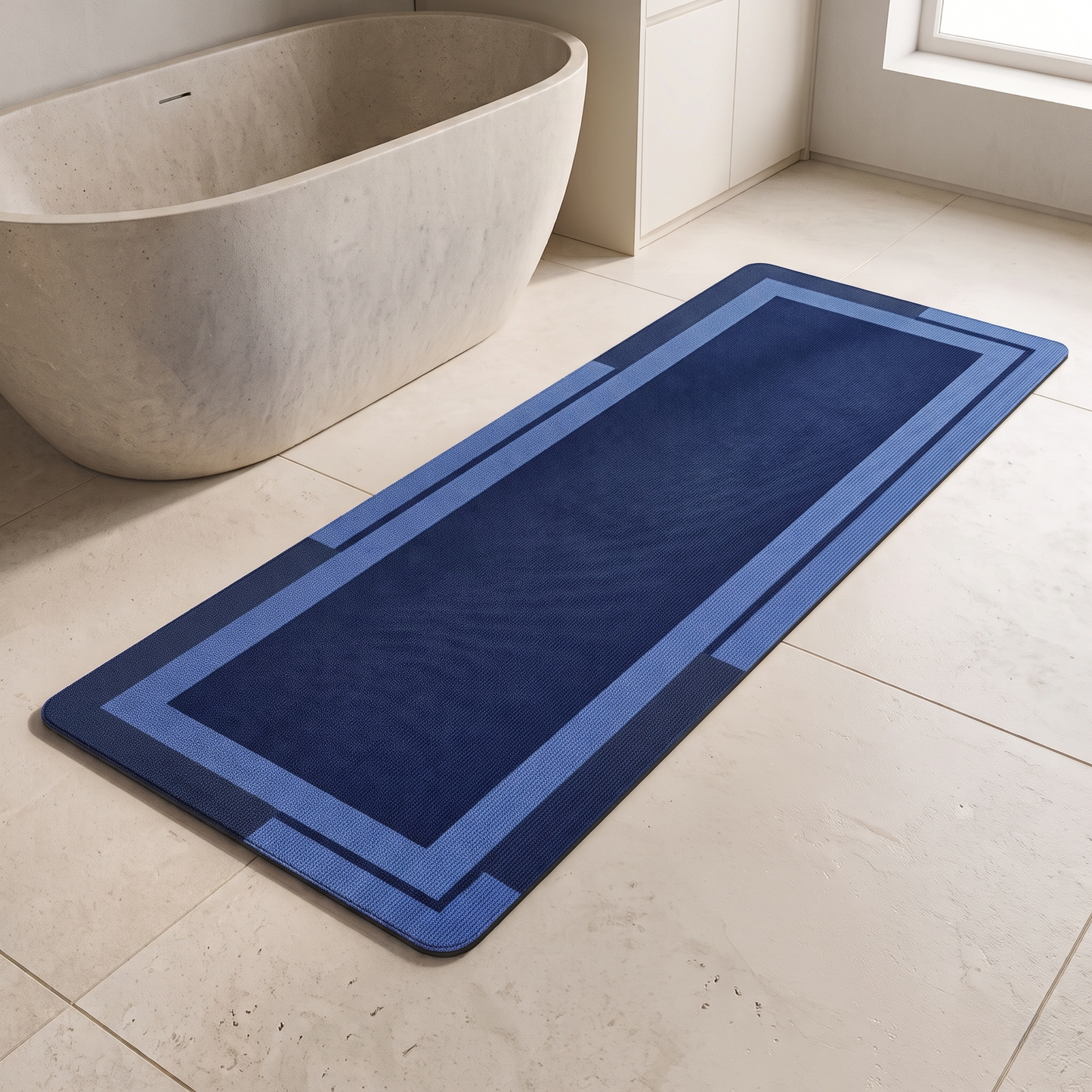 Low-Profile Bathroom Runner Mat with Rubber Backing
