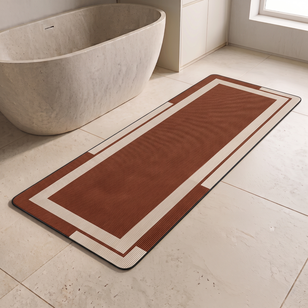 Low-Profile Bathroom Runner Mat with Rubber Backing