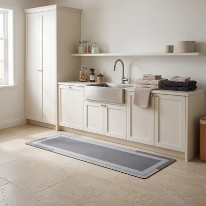 Low-Profile Bathroom Runner Mat with Rubber Backing
