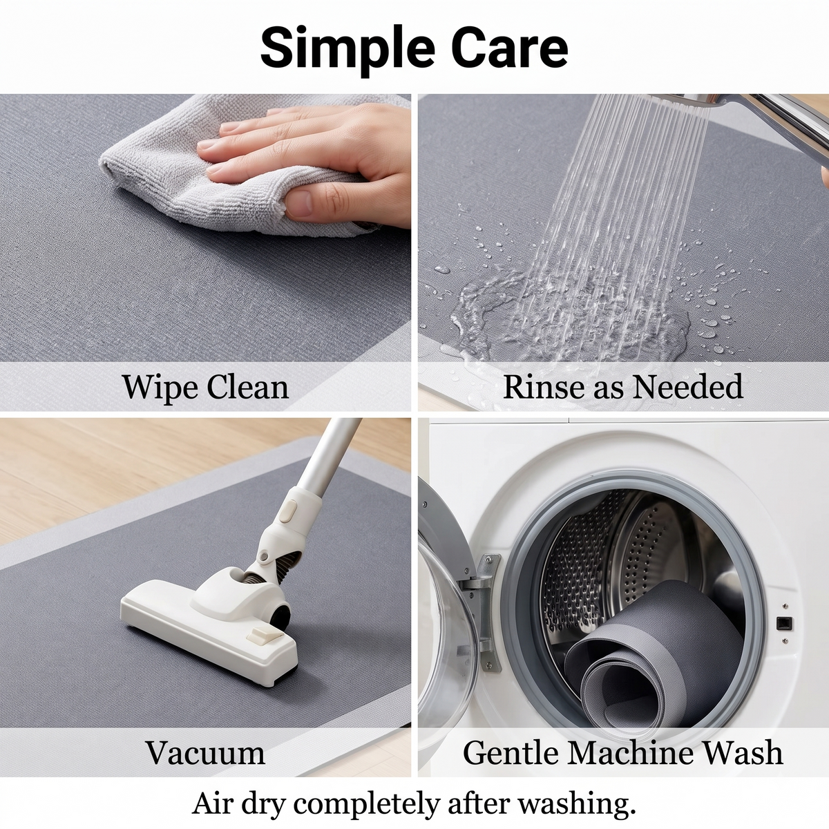 Low-Profile Bathroom Runner Mat with Rubber Backing