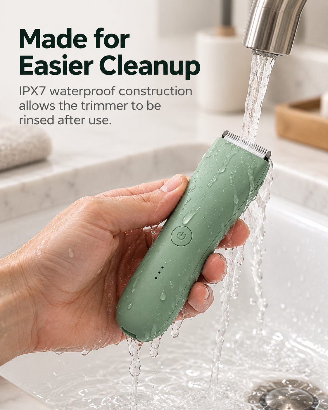 Men's Waterproof Body Trimmer with Ceramic-Stainless Blade System