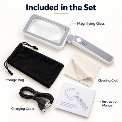 4X Rechargeable LED Magnifying Glass with Folding Handle