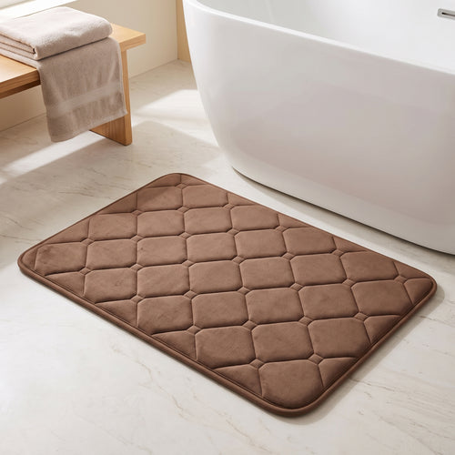 Memory Foam Bath Mat with Absorbent Quilted Surface & Non-Slip Backing