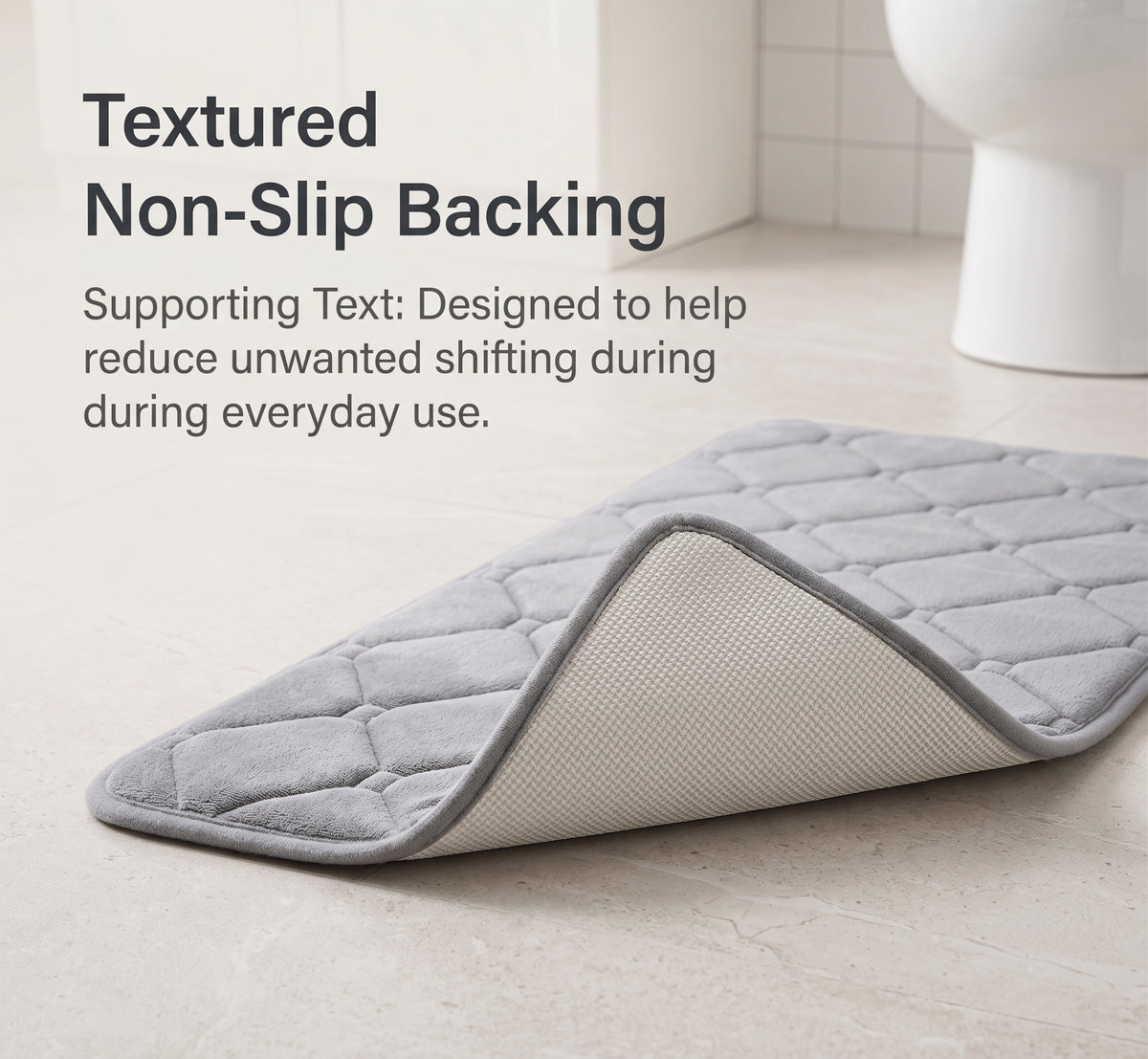 Memory Foam Bath Mat with Absorbent Quilted Surface & Non-Slip Backing
