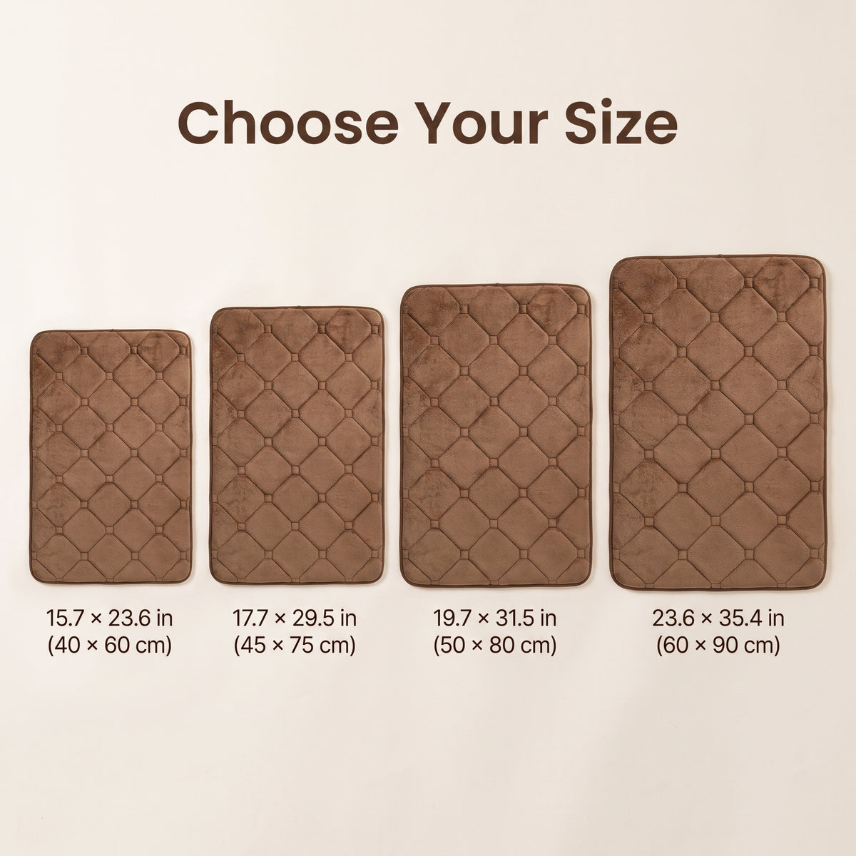 Memory Foam Bath Mat with Absorbent Quilted Surface & Non-Slip Backing