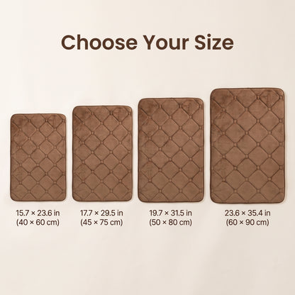 Memory Foam Bath Mat with Absorbent Quilted Surface & Non-Slip Backing