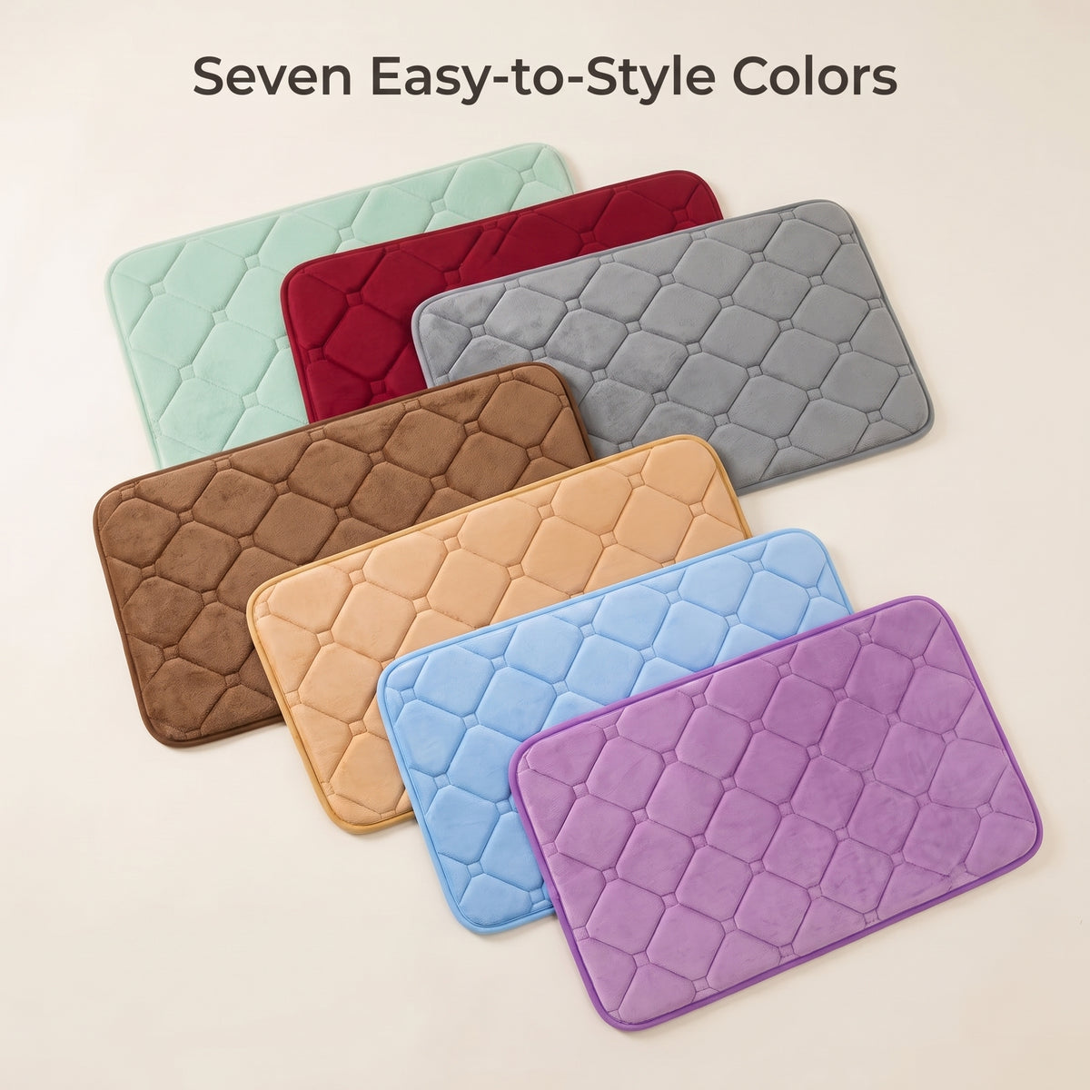 Memory Foam Bath Mat with Absorbent Quilted Surface & Non-Slip Backing