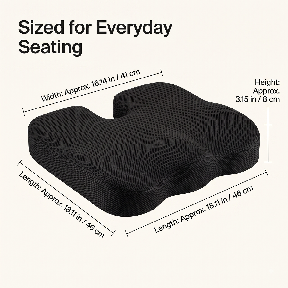 Contoured Memory Foam Seat Cushion with Breathable Mesh Cover