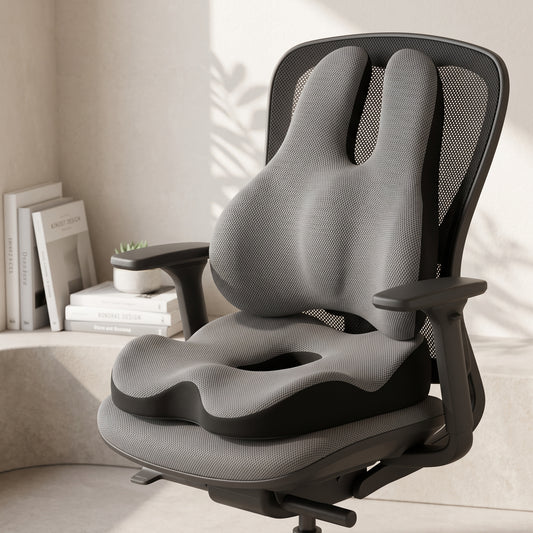 Memory Foam Seat Cushion & Contoured Lumbar Backrest