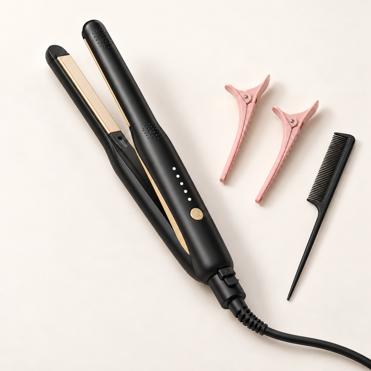 Mini Narrow-Plate Ionic Hair Straightener & Curler with 5 Heat Settings