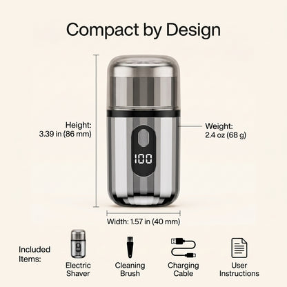Mini Three-Ring Electric Shaver with LED Battery Display