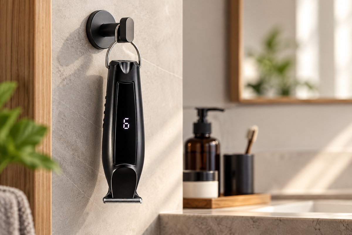 Mini T-Blade Hair Trimmer with LED Display & 4 Guide Combs