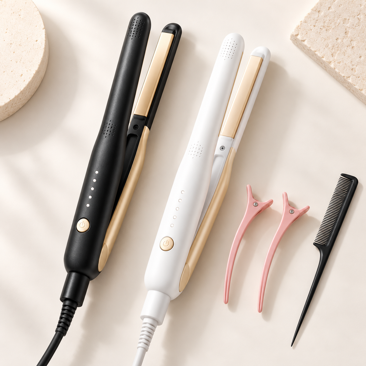 Mini Narrow-Plate Ionic Hair Straightener & Curler with 5 Heat Settings