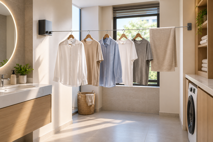 Wall-Mounted Retractable Clothesline with 13.8-Ft Locking Cable
