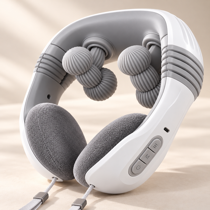 Wearable 6D Kneading Neck Massager with Heat & Flexible Support