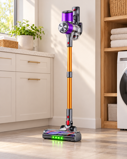 Cordless Stick Vacuum with LED Floor Head & Self-Standing Design (78 kPa)
