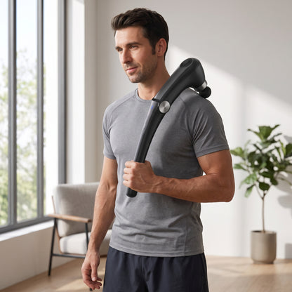 Multi-Angle Extended-Handle Massage Gun with Heat & 10 Attachments