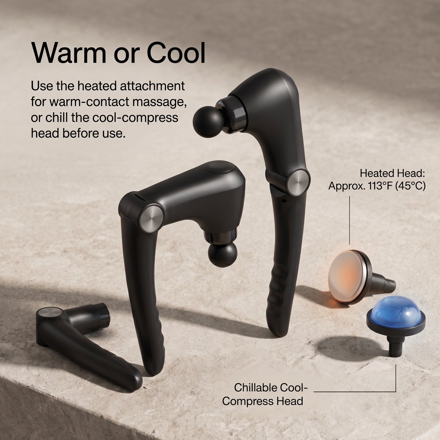 Multi-Angle Extended-Handle Massage Gun with Heat & 10 Attachments