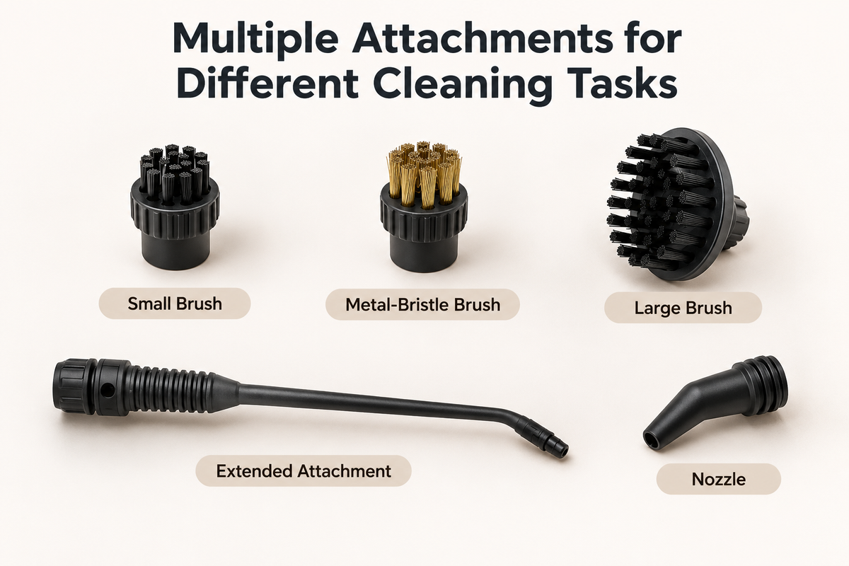 High-Pressure Handheld Steam Cleaner with Multi-Surface Brush Kit (50 PSI)