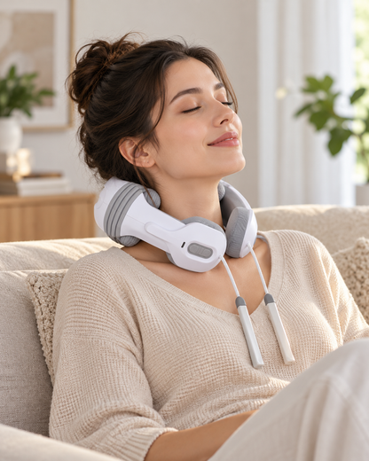 Wearable 6D Kneading Neck Massager with Heat & Flexible Support