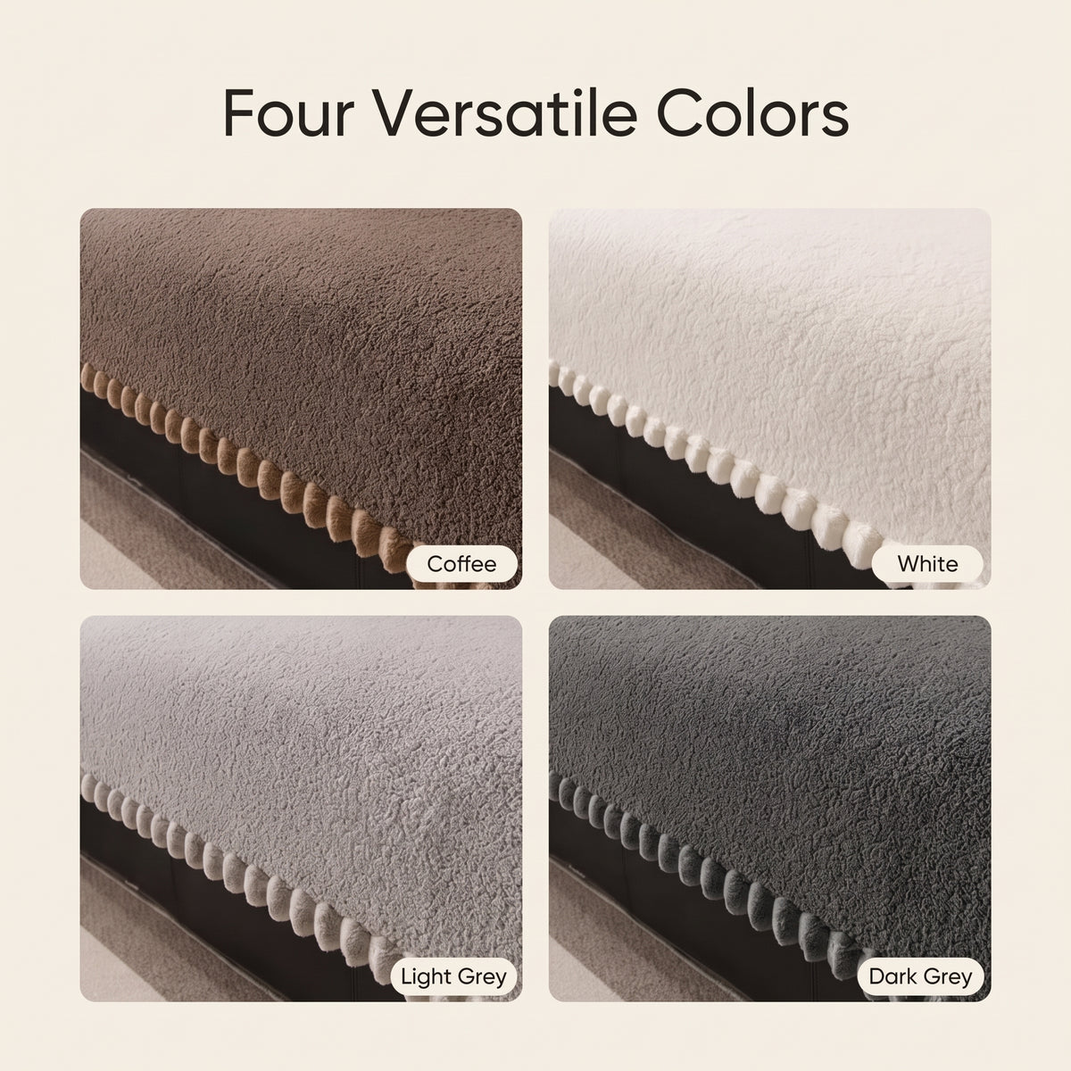 One-Piece Anti-Slip Sofa Cover with Textured Pom-Pom Trim