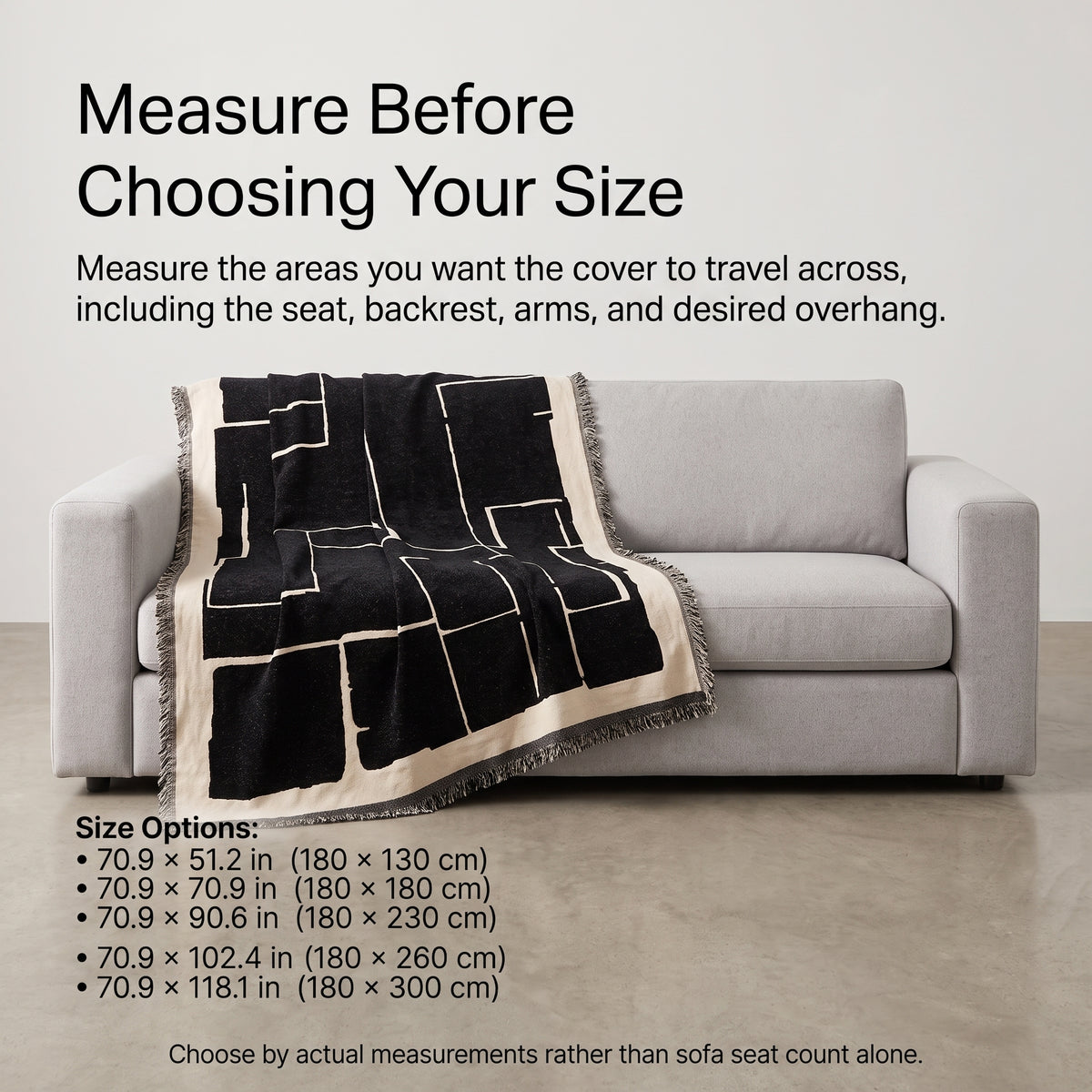 One-Piece Geometric Chenille Sofa Throw Cover with Fringed Edge